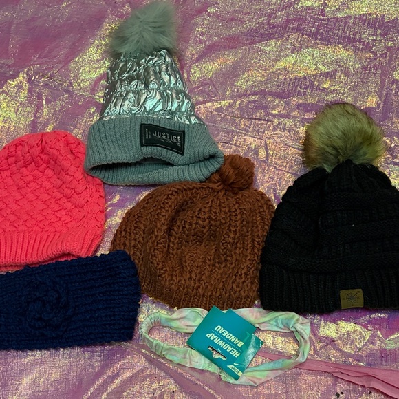 Justice Accessories - Hat Set - Pink, Gray, Brown, Black, and Blue
